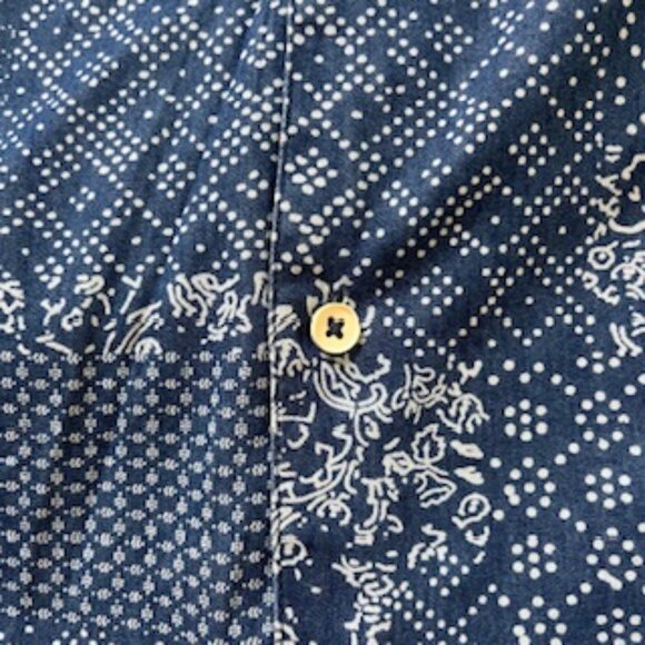 🧡3/15 Mango Man Casual Patchwork Blue Shirt Men's S - Picture 12 of 13